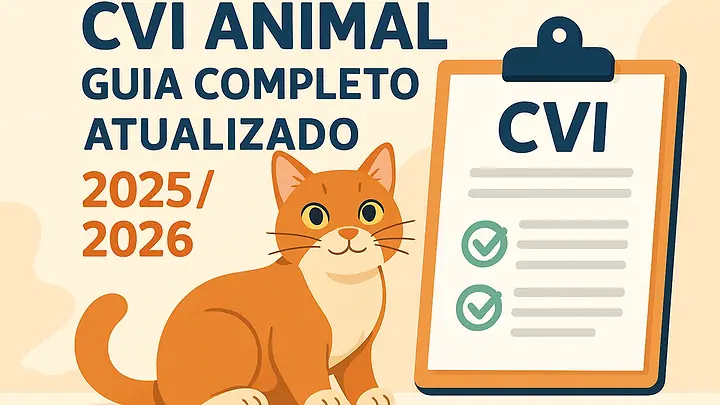 Ilustração de um gato laranja ao lado de uma prancheta com o título CVI e itens marcados